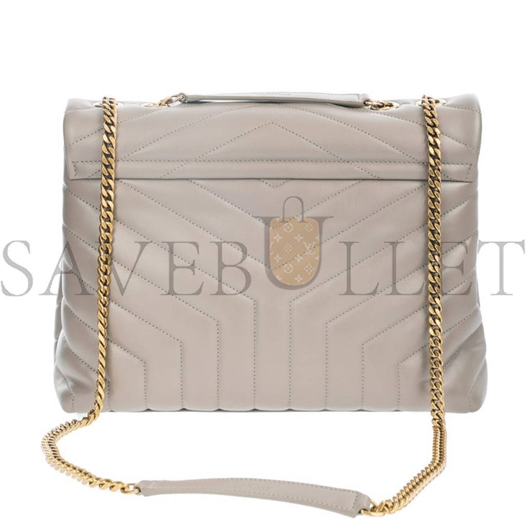 YSL SAINT LAURENT LOULOU GREYISH BROWN MEDIUM SHOULDER BAG IN QUILTED LEATHER 392288 (32*22*11cm)